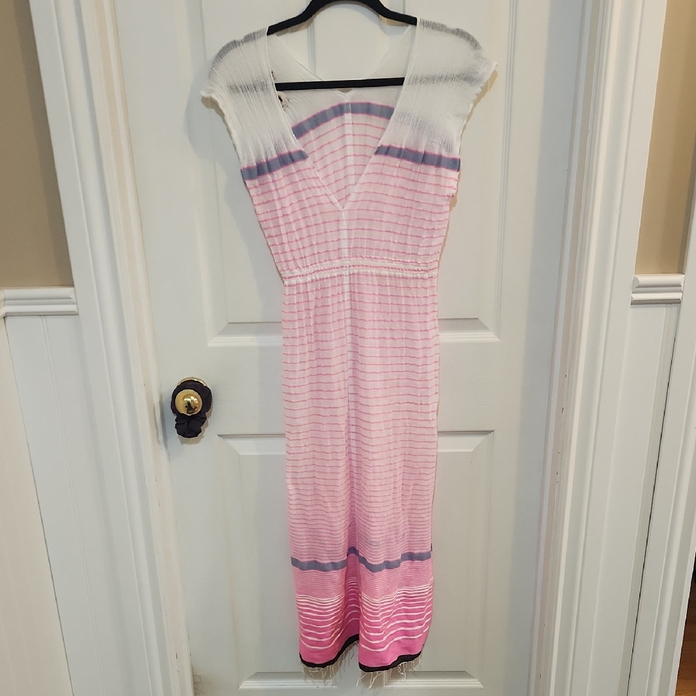 Lemlem Anthropologie Pink and White Dress